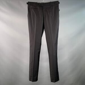 DAVID AUGUST Size 32 Black Wool Twill Flat Front Dress Pants